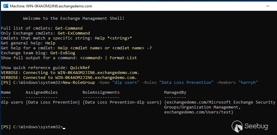 Adding Harry Houdini to the dlp users group with the Data Loss Prevention Role