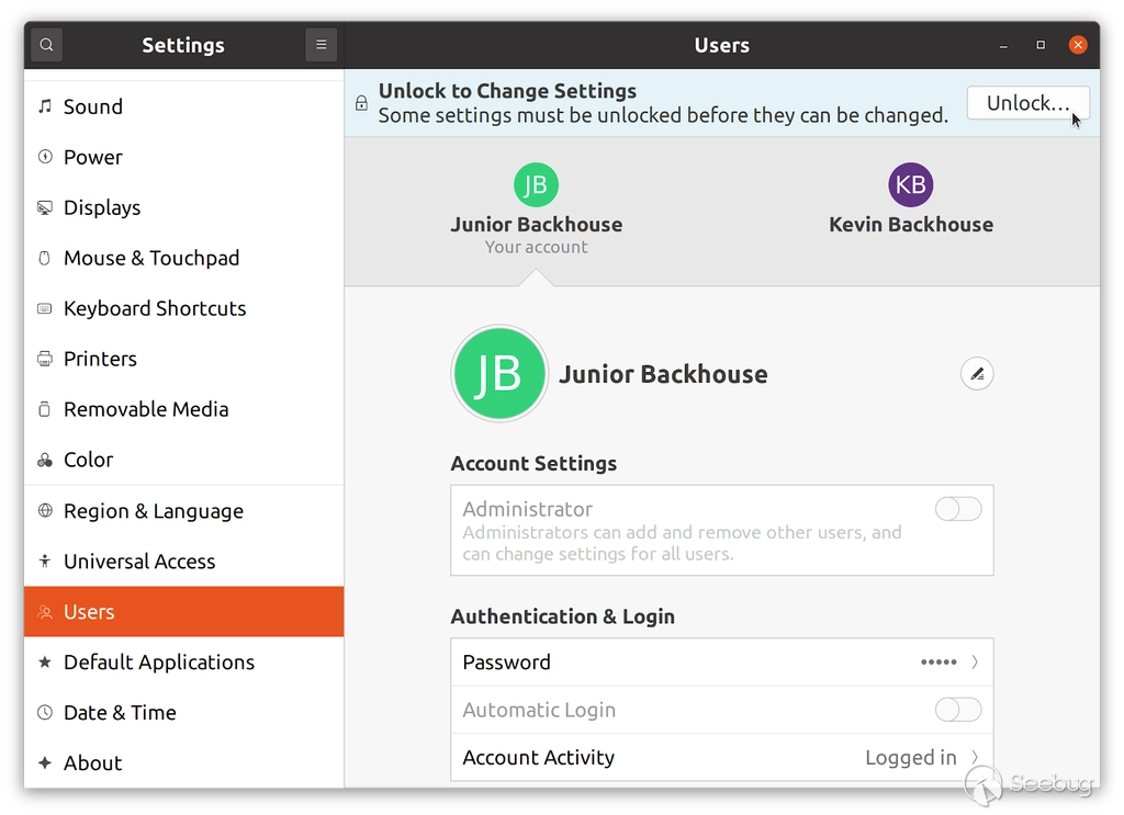 Screenshot of GNOME settings dialog