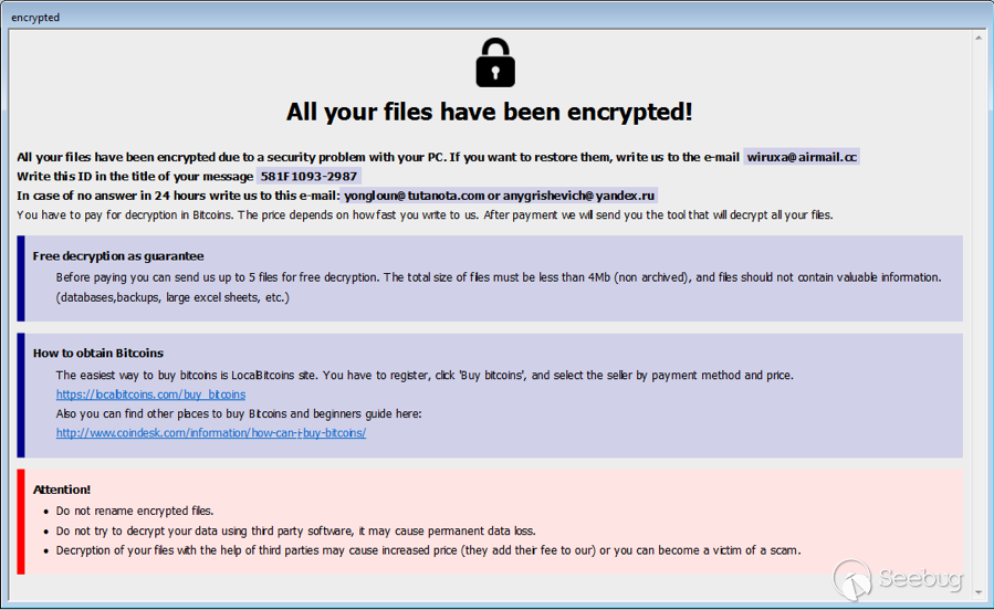 圖6.1向受害者顯示贖金信息