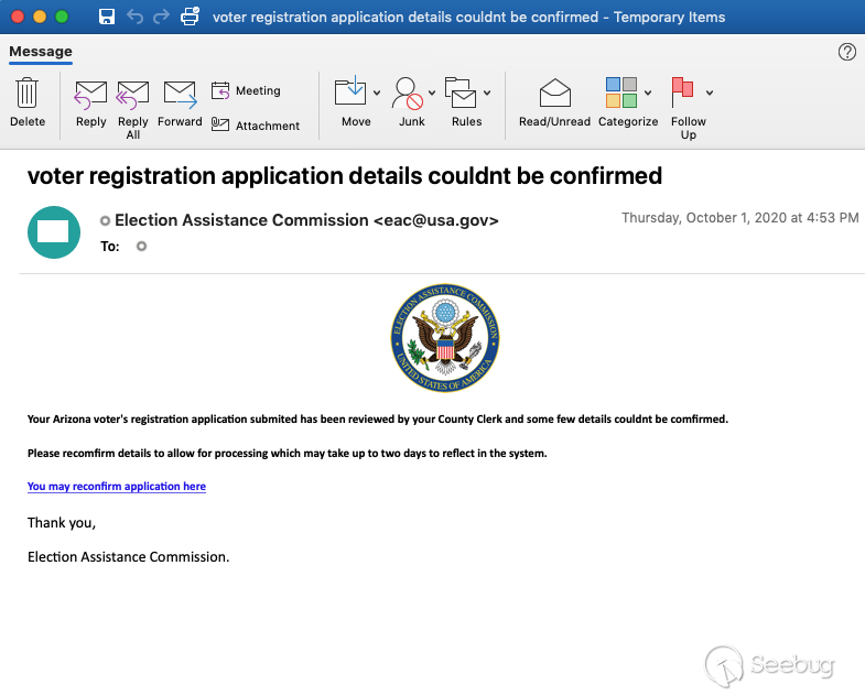 假冒电子邮件诱饵
