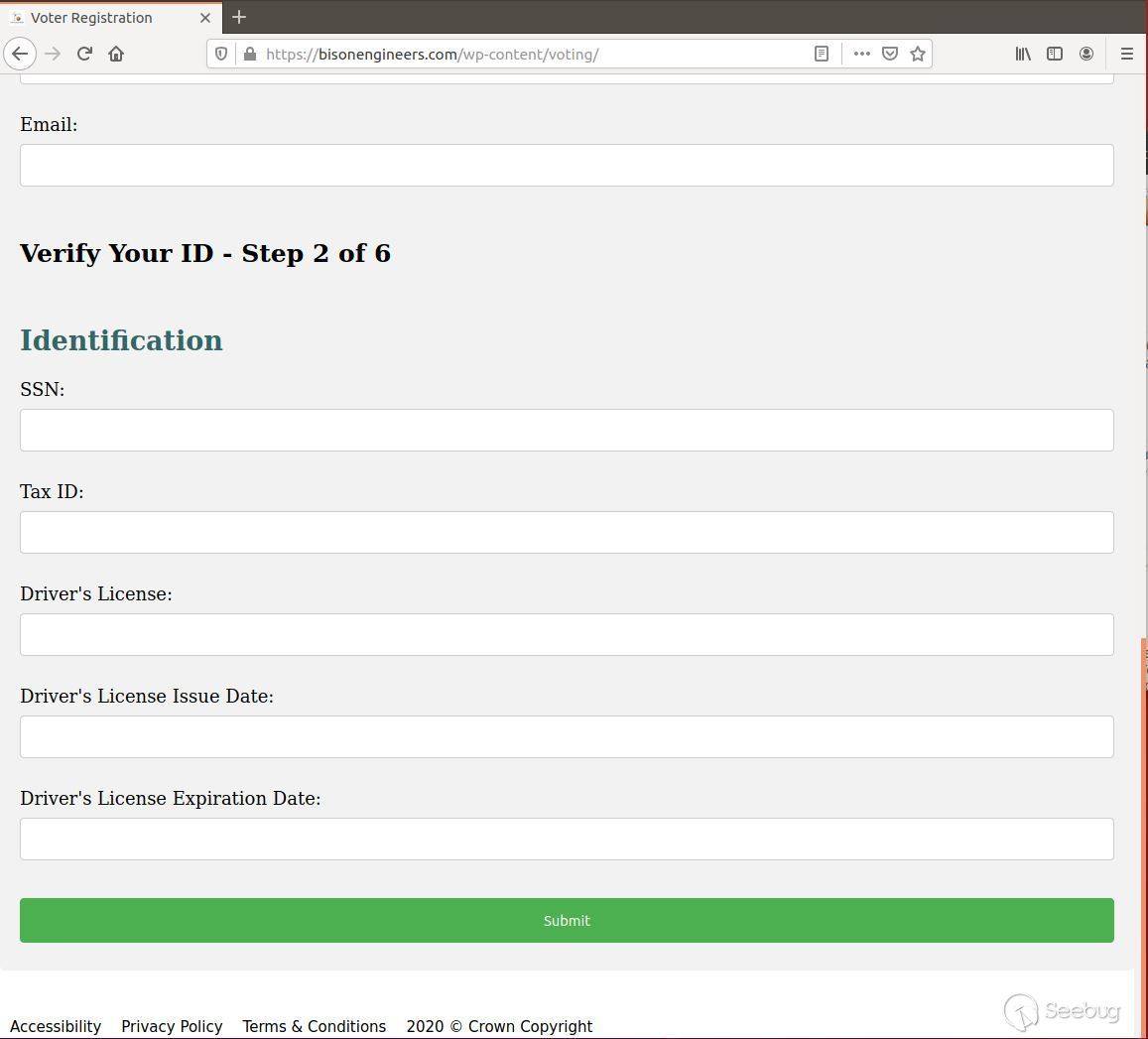 
信息网络钓鱼登陆页面寻求更敏感的信息