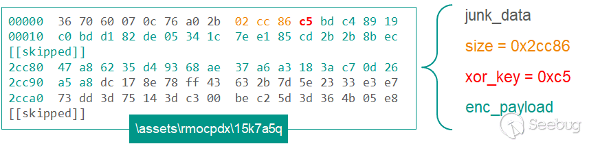 Modified data structure of embedded
payload