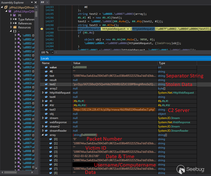 Figure 11. Agent Tesla running inside a debugger.