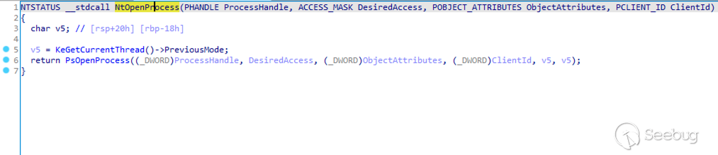 4.NtOpenProcess函數