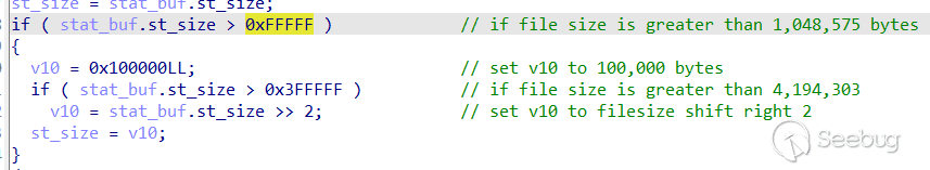 Figure 11. Checking file size and determining the size to be encrypted