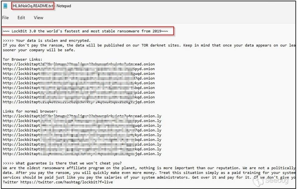 Original Lockbit ransom note