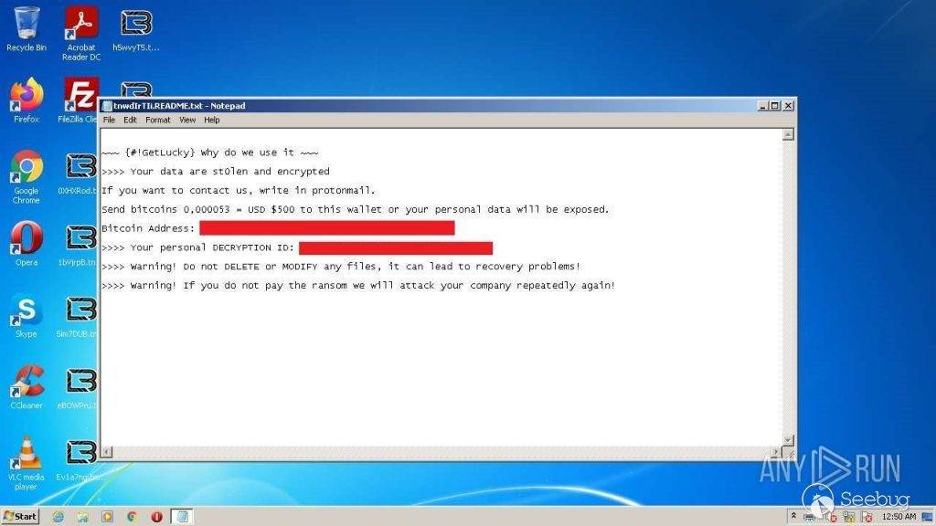 GetLucky ransom note, Source: AnyRun