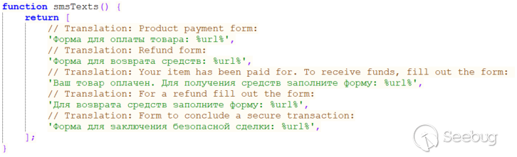 Telekopye sms template text