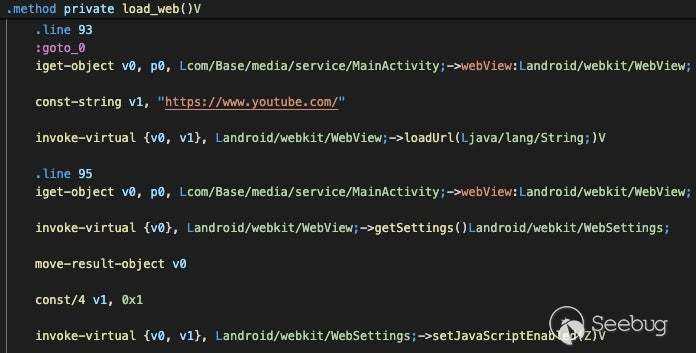 Smali snippet of the load_web method in MainActivity