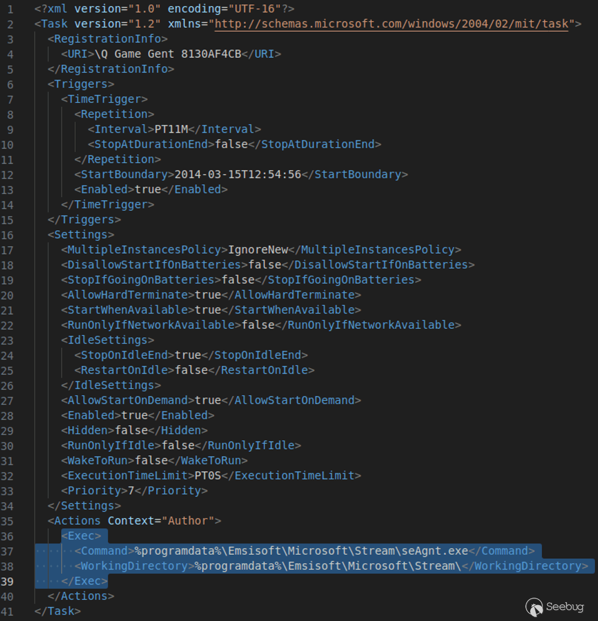 Figure 10: “power.xml” after beautification with its purpose highlighted.